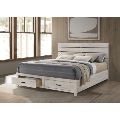 Coaster Brantford Farmhouse Coastal White Eastern King Storage Bed Model 207050Ke