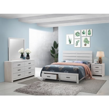 Coaster Brantford Farmhouse Coastal White Queen Storage Bed Model 207050Q-S4