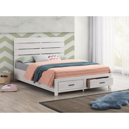 Coaster Brantford Farmhouse Coastal White Queen Storage Bed Model 207050Q