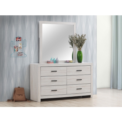 Coaster Brantford Farmhouse Coastal White Dresser With Mirror Model 207053M