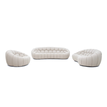 Divani Casa Yolonda Modern Curved Beige Fabric Sofa Set Beige Sofa Set 81303 VGEV2126C-SET-C-01