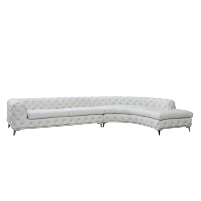 DIvani Casa Kohl Contemporary White RAF Curved Shape Sectional Sofa with Chaise White Sectional Sofa 79636 VGEV-2179-WHT-RAF-SECT