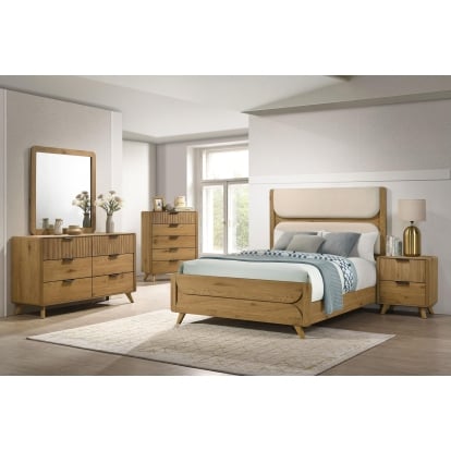 Coaster Bennett Mid-Century Modern Light Oak Eastern King Bed Model 222901Ke-S5