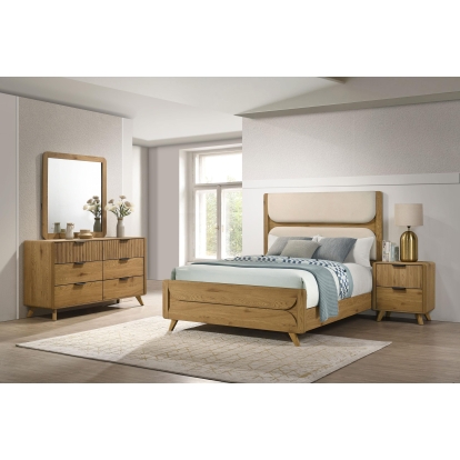 Coaster Bennett Mid-Century Modern Light Oak California King Bed Model 222901Kw-S4