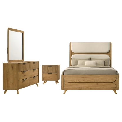 Coaster Bennett Mid-Century Modern Light Oak Queen Bed Model 222901Q-S4