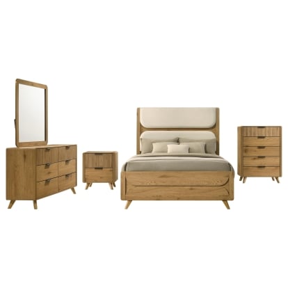 Coaster Bennett Mid-Century Modern Light Oak Queen Bed Model 222901Q-S5