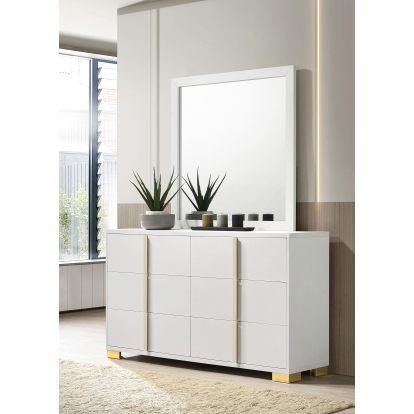 Coaster Marceline Contemporary White Dresser With Mirror Model 222933M