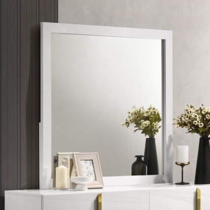 Coaster Ines Contemporary White High Gloss Dresser Mirror Model 223094
