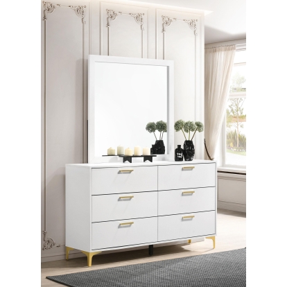 Coaster Kendall Modern Classics White Dresser With Mirror Model 224403M