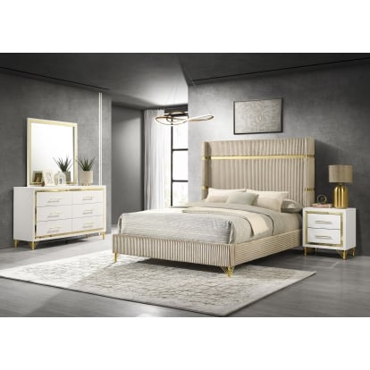 Coaster Lucia Modern Classics White Eastern King Bed Model 224731Ke-S4
