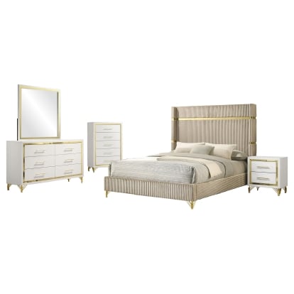 Coaster Lucia Modern Classics White Eastern King Bed Model 224731Ke-S5