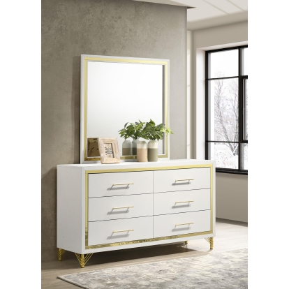 Coaster Lucia Modern Classics White Dresser With Mirror Model 224733M