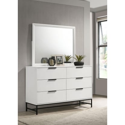 Coaster Sonora Contemporary White Dresser With Mirror Model 224863M