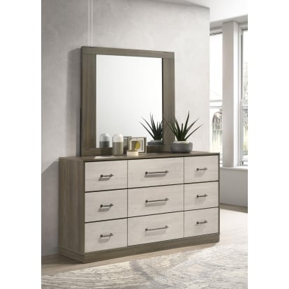 Coaster Fenwick Contemporary Grey Oak Dresser With Mirror Model 224983M