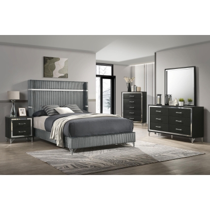 Coaster Lucia Modern Classics Black Eastern King Bed Model 224991Ke-S5