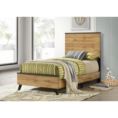 Coaster Kaywood Mid-Century Modern Weathered Brown Twin Bed Model 225001T