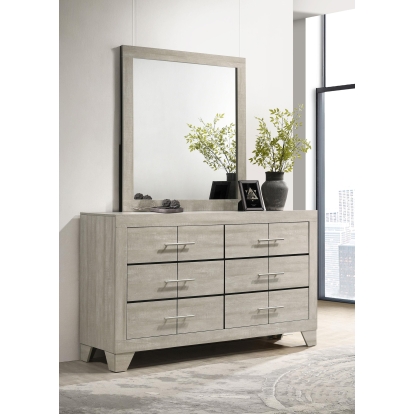 Coaster Trenton Contemporary Rustic Cream Dresser With Mirror Model 225063M
