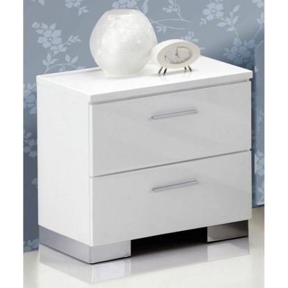 ACME Lorimar White & Chrome Leg Nightstand Model 22633