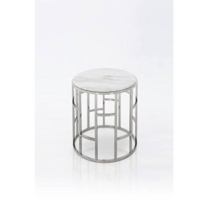 Modrest Silvan Modern Marble & Stainless Steel End Table White End Table 74881 VGHB228B-MBL
