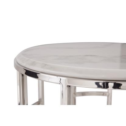 Modrest Silvan Modern Marble & Stainless Steel Coffee Table White Coffee Table 74882 VGHB228E-EBN