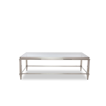 Modrest Agar Modern Glass & Stainless Steel Coffee Table Gray/Grey Coffee Table 72761 VGHB235D