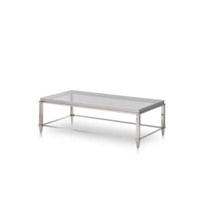 Modrest Agar Modern Glass & Stainless Steel Coffee Table Gray/Grey Coffee Table 72761 VGHB235D