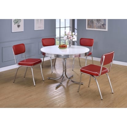 Coaster Retro Contemporary White Dining Table Model 2388-S5R