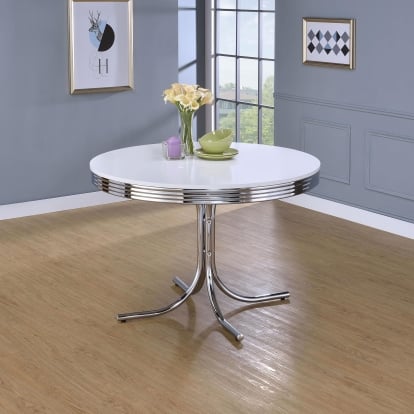 Coaster Retro Contemporary White Dining Table Model 2388