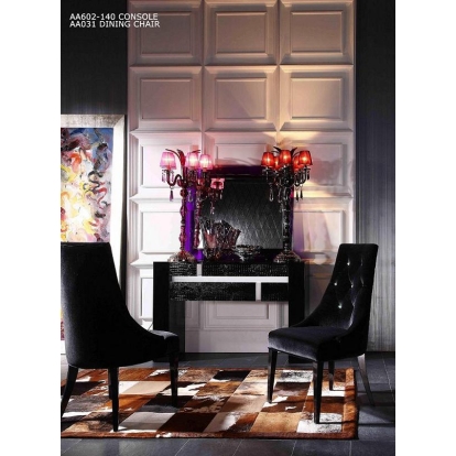 A&X Charlotte Black Velour Dining Chair (Set of 2) Black Dining Chair 70683Z VGUNAA031