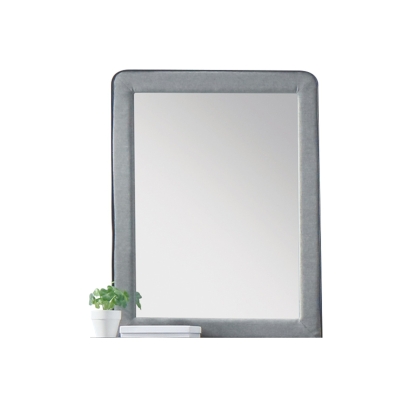 ACME Valda Light Gray Fabric Mirror Model 24524