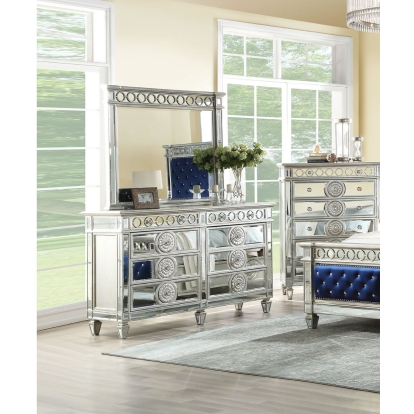 ACME Varian Mirrored & Sliver Dresser Model 26155