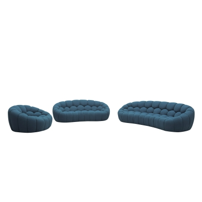 Divani Casa Yolonda Modern Curved Dark Teal Fabric Sofa Set Blue Sofa Set 80360 VGEV2126C-SET-C-15