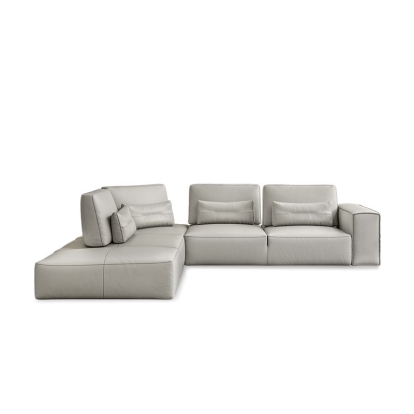 Lamod Italia Hollywood Italian Light Grey Leather LAF Chaise Sectional Sofa Light Grey Sectional Sofa 79428 VGCC-HOLLYWOOD-GREY-LAF-SECT