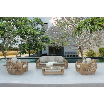 Renava Sandra Outdoor Beige + Wicker Sofa Set Beige Outdoor Sofa Set 80827 VGATRASF-227