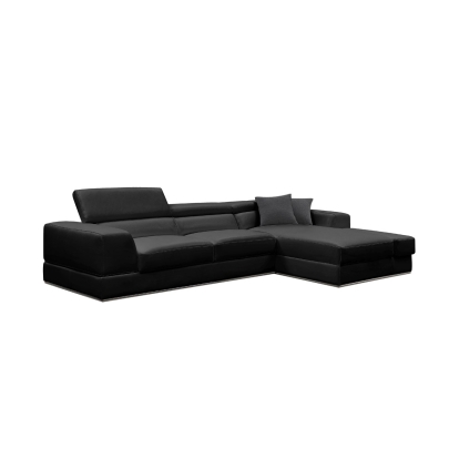 Divani Casa Pella Mini Modern Black Leather Right Facing Sectional Sofa Black Sectional Sofa 80508 VGCA5106A-BLK-RAF