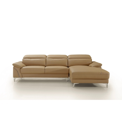 Divani Casa Sura Modern Camel Leather Right Facing Sectional Sofa Camel Sectional Sofa 80382 VGBNS-1812-CML-RAF