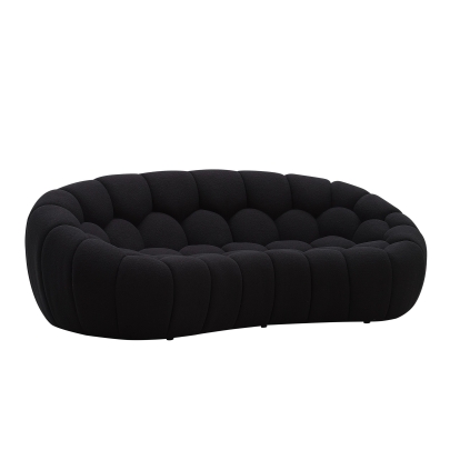 Divani Casa Yolonda Modern Curved Black Fabric Loveseat Black Loveseat 81087 VGEV-2126C-LOV-BLK