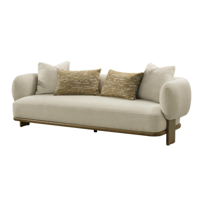 Divani Casa Optima Mid-Century Modern Beige + Orange Fabric 3-Seater Sofa Beige Sofa 81900 VGHM-XF559-3SOFA-BGE