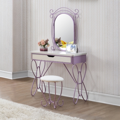 ACME Priya II White & Light Purple Vanity Set Model 30539