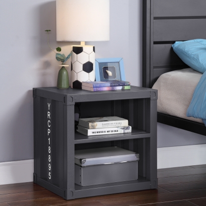 ACME Cargo Gunmetal Nightstand with USB Port Model 35922