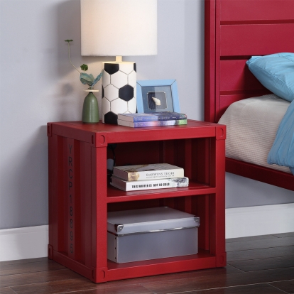 ACME Cargo Red Nightstand with USB Port Model 35951
