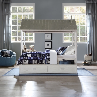 ACME Tree House II Weathered White & Washed Gray Twin Bed Model 37170T