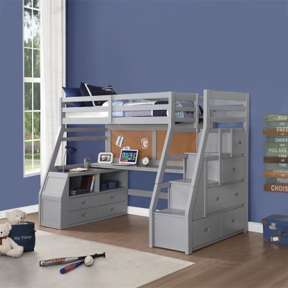 ACME Jason II Gray Twin Loft Bed Model 37445
