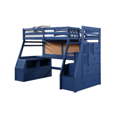 ACME Jason II Navy Blue Twin Loft Bed with Storage Model 37455