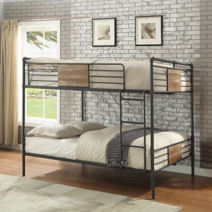 ACME Brantley Sandy Black & Dark Bronze Hand Brushed Bunk Bed (Q/Q) Model 37720