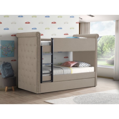 ACME Romana II Beige Fabric Bunk Bed (Twin | Twin)Model 37850