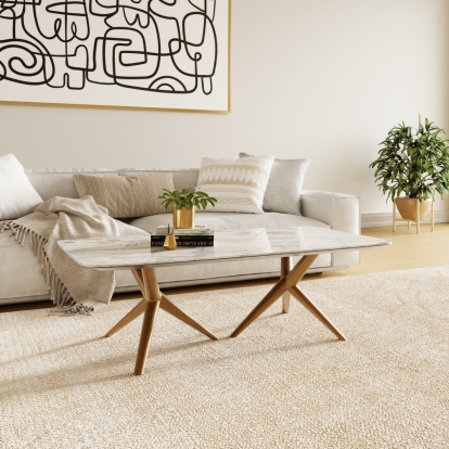 Modrest Stetson Mid Century Walnut + Ceramic Coffee Table Brown Coffee Table 79231 VGCSCT-20046-BRN-CT