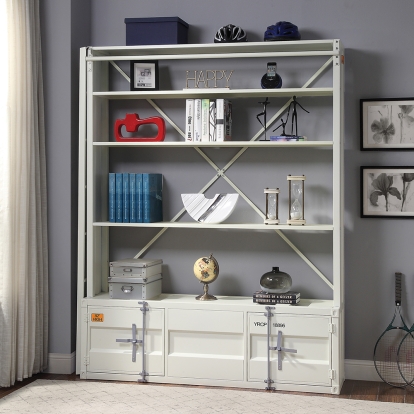 ACME Cargo White Bookcase with Ladder Model 39882
