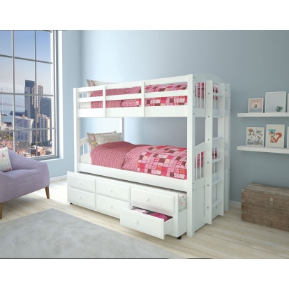 ACME Micah White Bunk Bed (Twin | Twin) with Trundle & Storage Model 39995