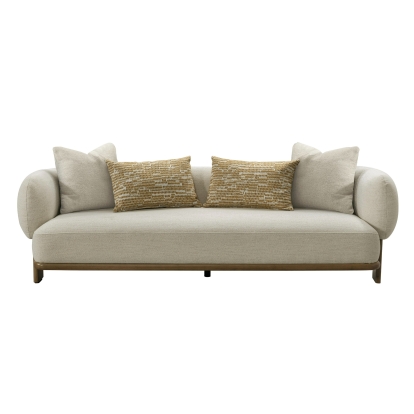 Divani Casa Optima Mid-Century Modern Beige + Orange Fabric 3-Seater Sofa Beige Sofa 81900 VGHM-XF559-3SOFA-BGE